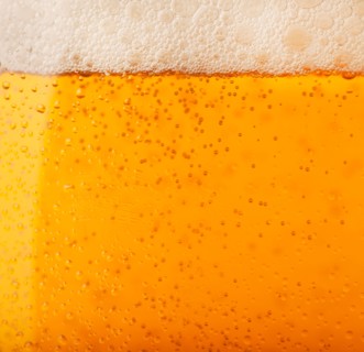 Close-up of lager in glass.
