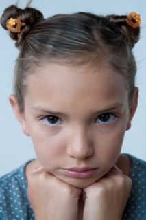 Studio portrait of girl (8-9). Photo: Rob Lewine