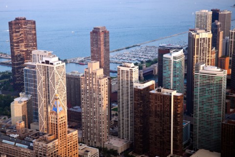 USA, Illinois, Chicago, Chicago downtown buildings, view from Hancock Tower. Photo : Henryk Sadura