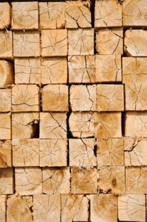 Full-frame shot of orderly timber stacks. Photo: Erik Isakson