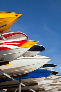 Boats stacked on rack. Photo: John Kelly