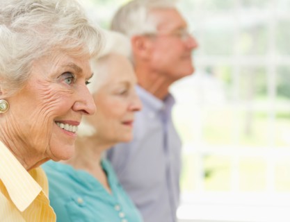 Profiles of senior women and senior man.