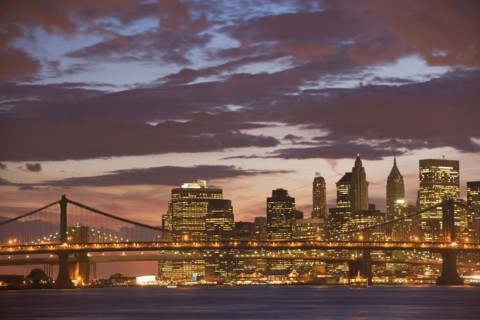 USA, New York State, New York City, Manhattan, Skyscrapers of Manhattan at dusk. Photo : fotog