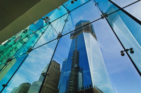 USA, New York City, Freedom Tower under construction.
