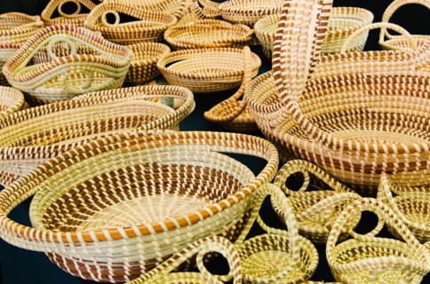 USA, South Carolina, Charleston, Sweetgrass baskets.