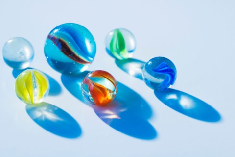 Studio shot of colorful marbles.