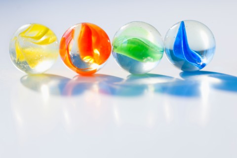Studio shot of colorful marbles.