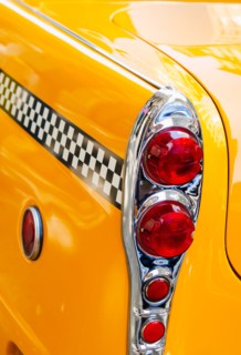 USA, New York State, New York City, Close-up of antique taxi.