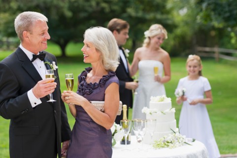 People at wedding reception.