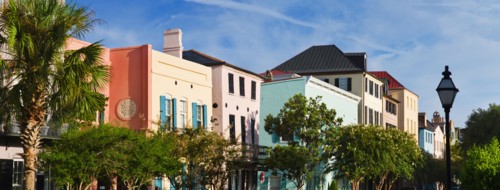 USA, South Carolina, Charleston, Rainbow Row.