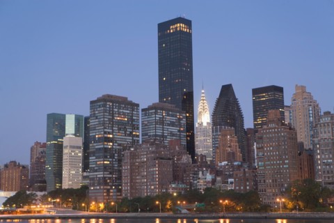 USA, New York State, New York City, Manhattan, Skyscrapers of Manhattan at dusk. Photo : fotog