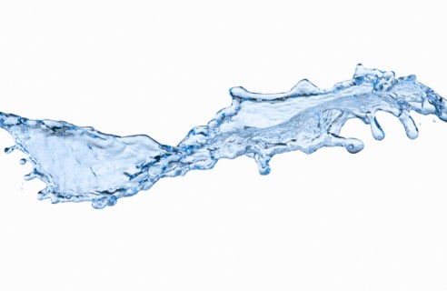 Studio shot of water splash on white background.