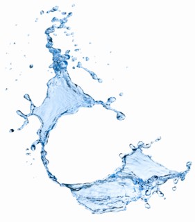 Studio shot of water splash on white background.