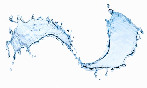 Studio shot of water splash on white background.