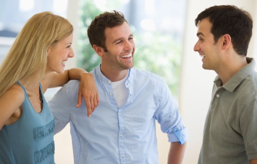 Group of friends talking.