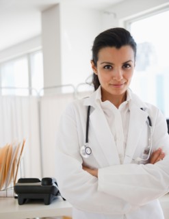 Portrait of female doctor in hospital. Photo : Jamie Grill