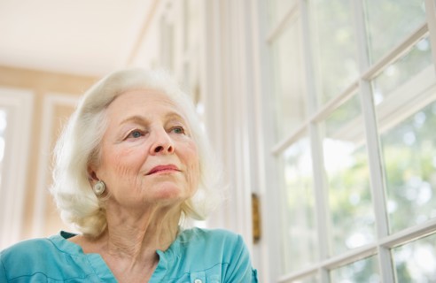 Portrait of pensive senior woman.