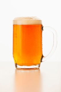 Studio shot of ale in beer glass.