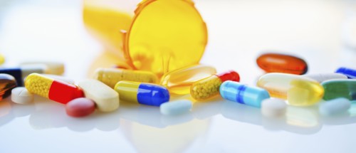 Colorful pills and capsules, studio shot.