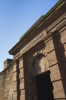 USA, New York State, New York City, Low angle view of Clinton Castle facade.