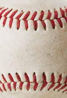 Close-up of baseball ball.