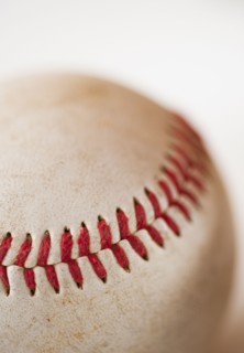 Close-up of baseball ball.
