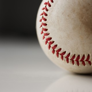 Close-up of baseball ball, studio shot.