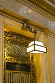 USA, New York State, New York City, Lamp in Grand Central Station.