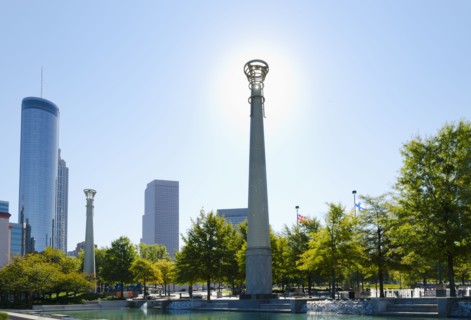 USA, Georgia, Atlanta, View of Cenntinial Park.
