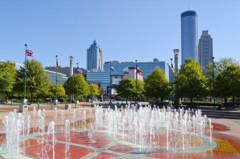USA, Georgia, Atlanta, View of Cenntinial Park.