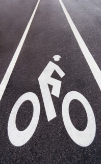 Sign on bike lane.