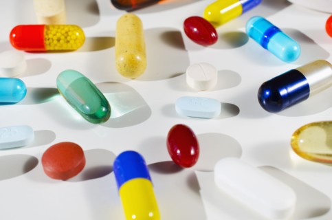 Studio shot of various pills and capsules.