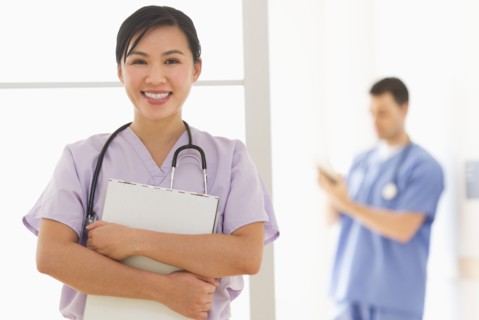 Doctor and nurse in hospital.