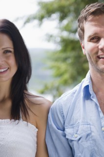 Roaring Brook Lake, Close up of happy couple. Photo: Jamie Grill