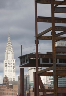 USA, New York State, New York City, Construction site and Chrysler building in background. Photo:
