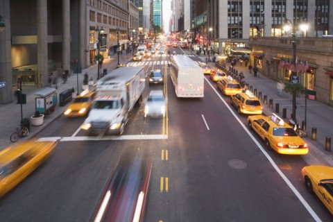 USA, New York City, Manhattan, Traffic on 42nd street. Photo : fotog