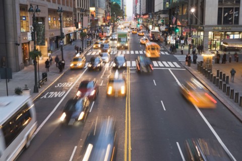 USA, New York City, Manhattan, Traffic on 42nd street. Photo : fotog