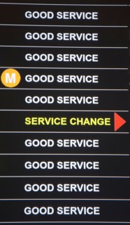 USA, New York City, Underground service information board. Photo : fotog