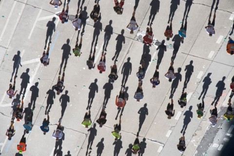 USA, New York City, New York City Marathon as seen from above. Photo : fotog