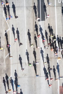 USA, New York City, New York City Marathon as seen from above. Photo : fotog