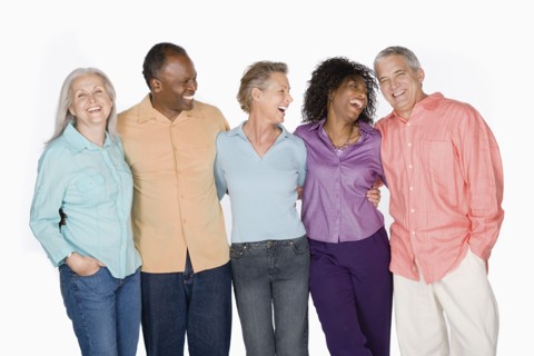 Studio portrait of senior friends. Photo : Rob Lewine