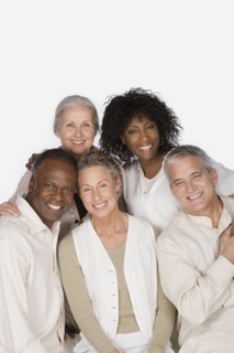 Studio portrait of senior friends. Photo : Rob Lewine