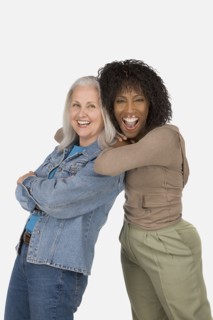 Studio portrait of two mature women. Photo : Rob Lewine