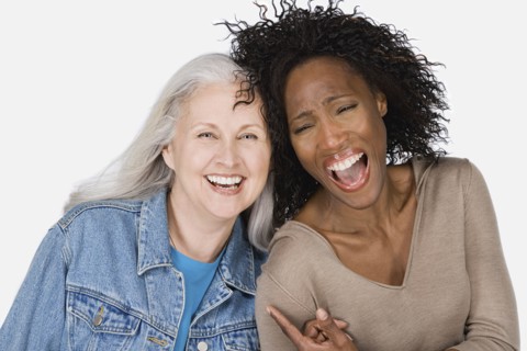 Studio portrait of two mature women. Photo : Rob Lewine