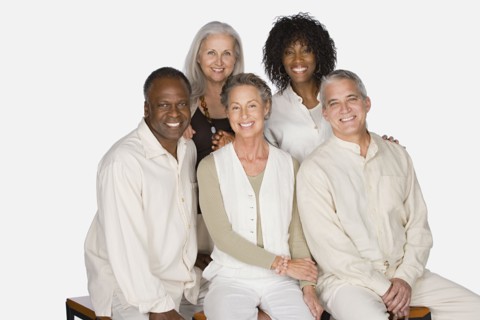 Studio portrait of senior friends. Photo : Rob Lewine
