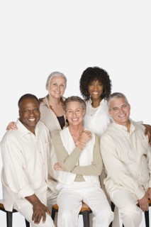 Studio portrait of senior friends. Photo : Rob Lewine