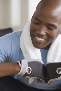 Portrait of male athlete smiling. Photo : Rob Lewine