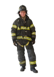 Studio portrait of firefighter.