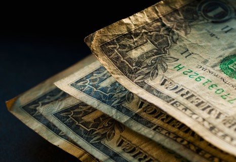 Studio shot of old dollar notes.