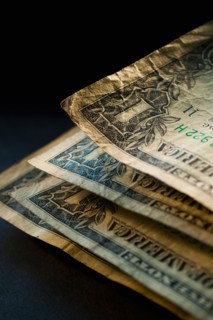 Studio shot of old dollar notes.